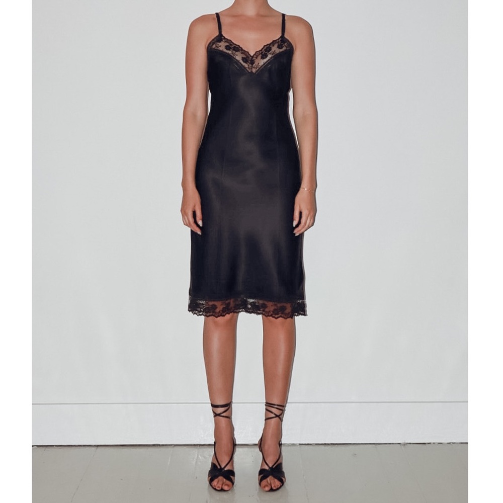 Christian Dior Midi Length Slip Dress, Black VINTAGE